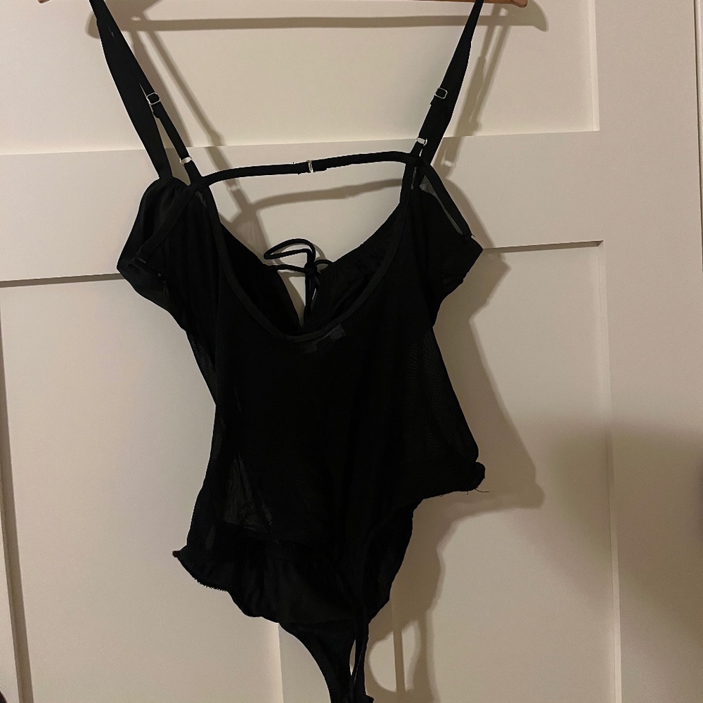 Black thong bodysuit